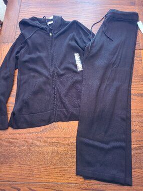 NWT Lizwear by Liz Claiborne 2-Piece Knit Loungewear Set Black XXL